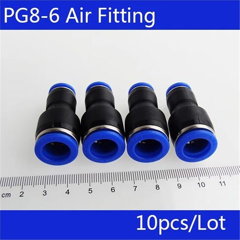 10Pcs PG8-6 Unequal Diameter Air Tube Fitting Straight Union One Touch Push In Pneumatic Connectors in Saudi Arabia