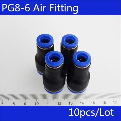 10Pcs PG8-6 Unequal Diameter Air Tube Fitting Straight Union One Touch Push In Pneumatic Connectors in Saudi Arabia