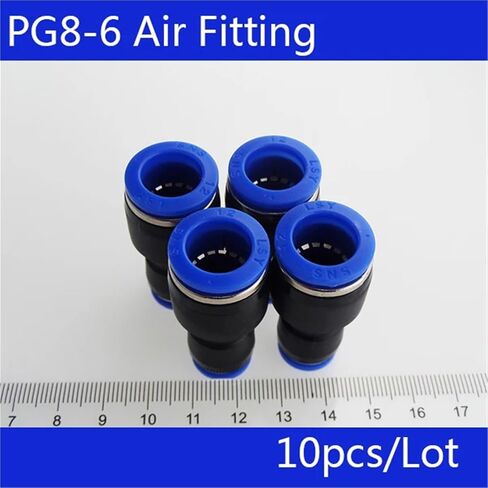 10Pcs PG8-6 Unequal Diameter Air Tube Fitting Straight Union One Touch Push In Pneumatic Connectors in Saudi Arabia
