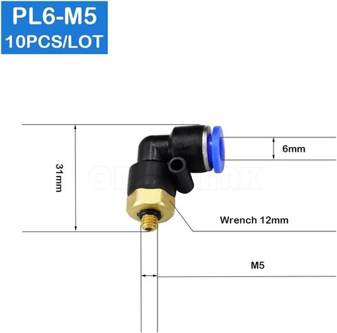 10Pcs Of PL6-M5 6mm Push In One Touch Connector M5 Thread Pneumatic Quick Fittings in Kuwait