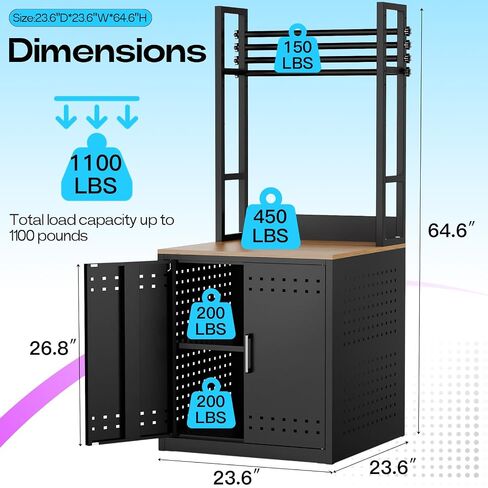 3D Printer Stand with Filament Storage,Heavy Duty 3D Printer Table with 4 Adjustable Filament Racks,Ultra-Stable 3D Printing Desk with Side Pegboard Suitable for Studios,Offices,Home(Black) in Kuwait