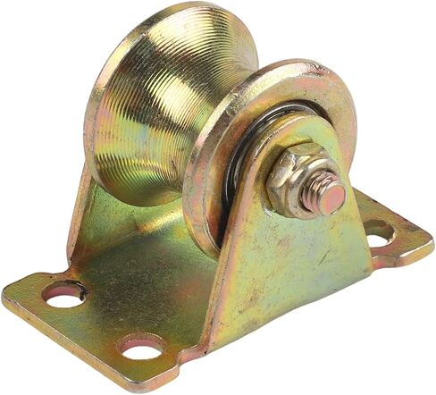 1.2 Inch V-Groove Steel Caster Wheel with 441 lbs Load Capacity, U-Shaped Pulley Block for 3-10 mm Rope, Machines, Trolleys, Gym and Outdoor Work, Gold with 4 Self-Tapping Screws in Kuwait