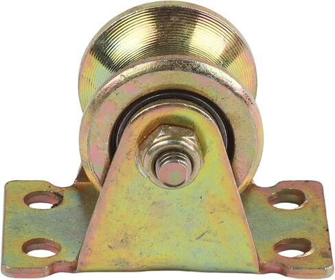 1.2 Inch V-Groove Steel Caster Wheel with 441 lbs Load Capacity, U-Shaped Pulley Block for 3-10 mm Rope, Machines, Trolleys, Gym and Outdoor Work, Gold with 4 Self-Tapping Screws in Kuwait
