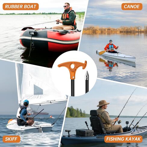 itayak 8.39'/12.3' Shallow Water Anchor Pole (Gloves Included) | Solid Fiberglass, Hook-Handle, 316 Stainless Tip, Mud Anchor Pole for Fishing Kayak in Kuwait