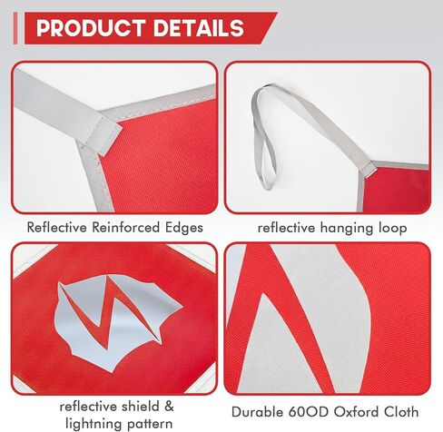2PCS 11.5" x 11.5" Truck Safety Flags, Weatherproof High Visibility Reflective Warning Flag with Reinforced Edges 600D Oxford Heavy Duty Red Cargo Flags for Truck Trailer Towing Oversized Load Kayak Canoe in Kuwait