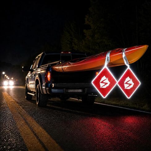 2PCS 11.5" x 11.5" Truck Safety Flags, Weatherproof High Visibility Reflective Warning Flag with Reinforced Edges 600D Oxford Heavy Duty Red Cargo Flags for Truck Trailer Towing Oversized Load Kayak Canoe in Kuwait