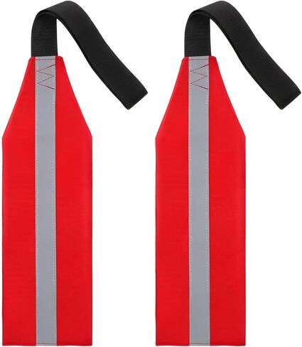 2 PCS Safety Travel Flag for Kayak, Red Warning Flags with Webbing High Visibility Trailer Warning Flags Kayak Accessories for Towing Canoes Truck(Gray Reflective Strips) in Kuwait