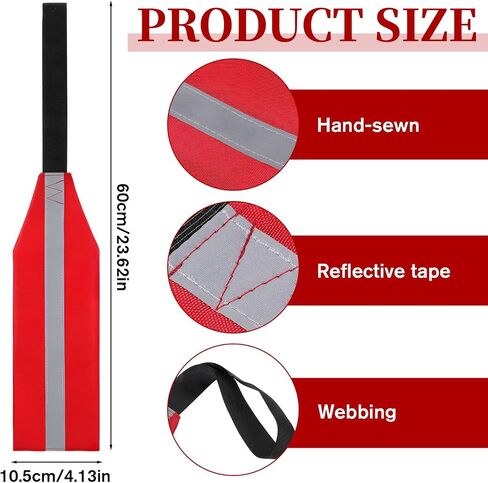 2 PCS Safety Travel Flag for Kayak, Red Warning Flags with Webbing High Visibility Trailer Warning Flags Kayak Accessories for Towing Canoes Truck(Gray Reflective Strips) in Kuwait