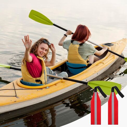 2 PCS Safety Travel Flag for Kayak, Red Warning Flags with Webbing High Visibility Trailer Warning Flags Kayak Accessories for Towing Canoes Truck(Gray Reflective Strips) in Kuwait