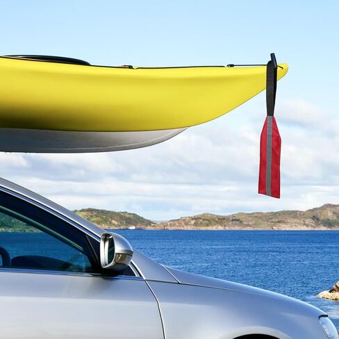 2 PCS Safety Travel Flag for Kayak, Red Warning Flags with Webbing High Visibility Trailer Warning Flags Kayak Accessories for Towing Canoes Truck(Gray Reflective Strips) in Kuwait