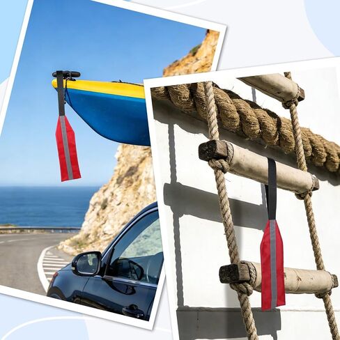 2 PCS Safety Travel Flag for Kayak, Red Warning Flags with Webbing High Visibility Trailer Warning Flags Kayak Accessories for Towing Canoes Truck(Gray Reflective Strips) in Kuwait