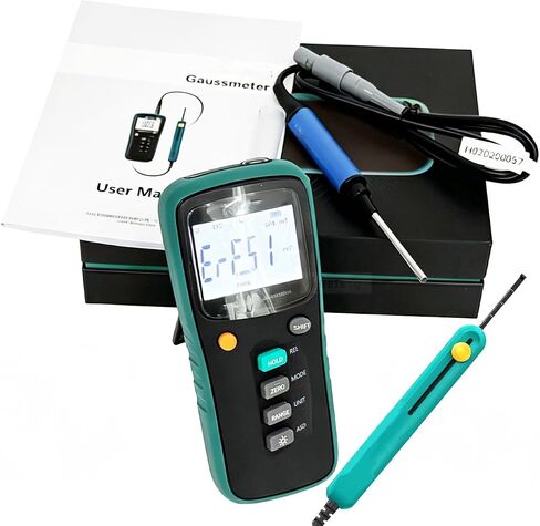 AC DC Gaussmeter Teslameter Magnetometer Magnetic Field Strength Tester with Radial&Axial 2 Probes Accuracy 2% Range 2mT~3000mT G,mT,A/m Units Switch Frequency Range DC 40Hz~500Hz USB Interface in Kuwait