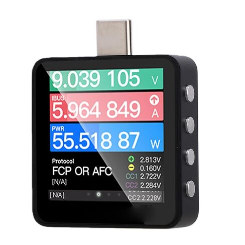 جهاز اختبار Sorandy USB C مع 20 بت ADC، دقة 0.00002V 0.00003A ARM Cortex M4 192 ميجا هرتز، جهاز اختبار مع مستشعر جاذبية شاشة IPS 1.54 بوصة لـ PD3.1 QC5.0 SCP AFC SVOOC in Kuwait