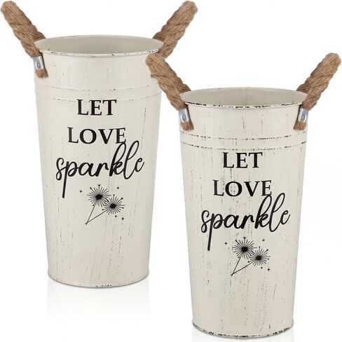 Jingmore 2 Pcs Wedding Sparklers Galvanized Metal Buckets Let Love Sparkle Wedding Send Off Buckets Anniversary Engagement Bridal Shower Excluded Sparkler(Classic Style,Silvery Gray,9.8 Inches) in Kuwait