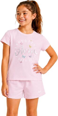 مجموعة شورتات Aeropostale Girls - 2 قطعة جيرسي الرسوم البيانية ، شورت الصوف ، شحنات سكوتر سكوت - الزي الصيفي للبنات (7-12) in Kuwait