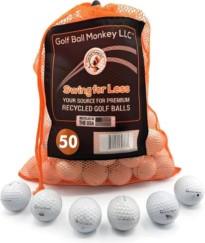 كرة الجولف القرد المعاد تدويرها لكرات الجولف Taylormade TP5 وTP5X السائبة 50 عبوة في 3A بحالة جيدة كرات الجولف المستخدمة لكرات الجولف Taylormade TP5 وTP5X، مزيج أبيض مع حقيبة شبكية in Saudi Arabia