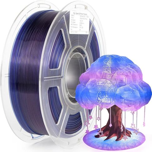 iSANMATE Rapid Translucent PLA Filament 1.75mm, Multicolor Rainbow PLA, Dimensional Accuracy ±0.02mm, 1kg Spool-Blue Purple in Kuwait