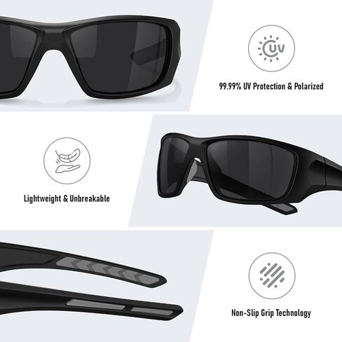 Sports Polarized Sunglasses for Men UV400 Wrap Around Sun Glasses for Fishing Driving Running Cycling Golf in Kuwait