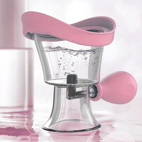 Eye Wash Cup,Eye Wash Cleaner Kit Silicon Manual Air Pressure Eye Cleaning Cup Tool Effective Eye Rinse Clean Dust Makeup Irritants,Transparent with Storage Container Eye Cup Soothing Tired Eyes(Pink) in Kuwait