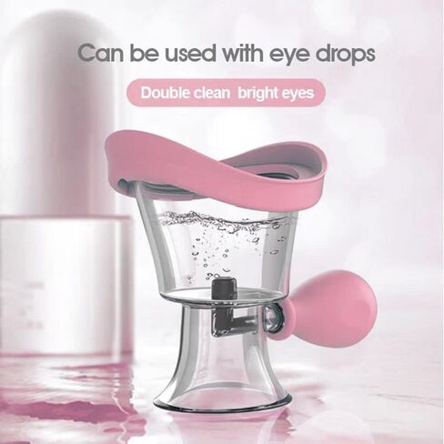 Eye Wash Cup,Eye Wash Cleaner Kit Silicon Manual Air Pressure Eye Cleaning Cup Tool Effective Eye Rinse Clean Dust Makeup Irritants,Transparent with Storage Container Eye Cup Soothing Tired Eyes(Pink) in Kuwait