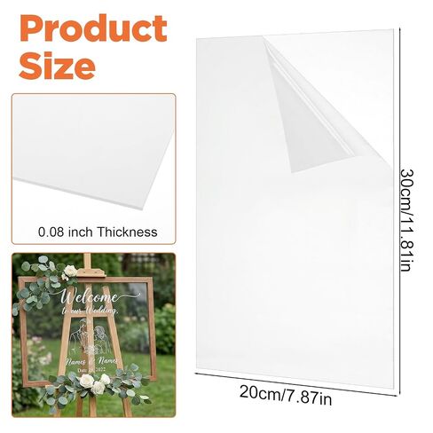 Grevosea 2 Pcs 2mm Acrylic Sheets, Clear Plastic Sheets for Crafts Cut to Size Acrylic Board with Protective Paper for DIY Project Picture Frames Signs DIY Display Projects (12x8inch) in Kuwait