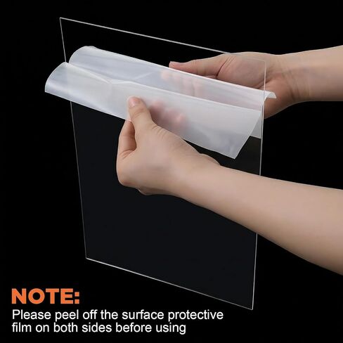Grevosea 2 Pcs 2mm Acrylic Sheets, Clear Plastic Sheets for Crafts Cut to Size Acrylic Board with Protective Paper for DIY Project Picture Frames Signs DIY Display Projects (12x8inch) in Kuwait