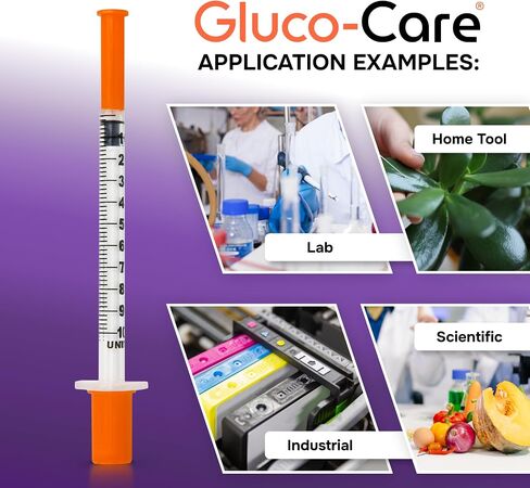 GLUCO-CARE 1 ml/cc Syringes 31G x 5/16’’ (8mm), Lab Syringe, Orange Cap, Individually Wrapped, 100 Scientific Dispensers Lab per Box in Kuwait