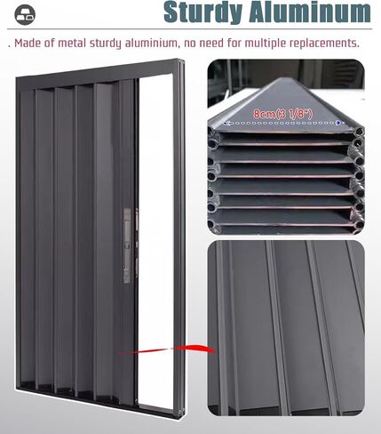 Brown Blackout Accordion Folding Door Screen - Aluminum Interior Privacy Door with Lock & Key, 44x80in Folding Closet Partition for Bedrooms & Front Door Privacy Solution in Kuwait