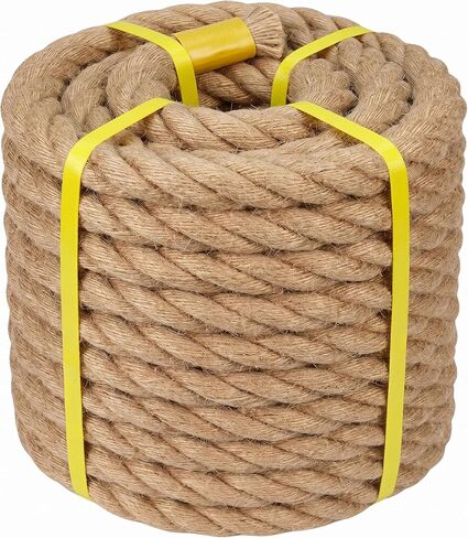 Natural Hemp Rope - 2 Inch x 50 Feet - Heavy Duty Jute Rope Manila Ropes for Docks, Nautical, Railings, Tug of War, Decorating in Saudi Arabia