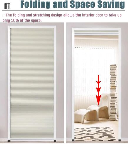 Accordion Folding Door Room Divider - Cellular Fabric Sliding Privacy Screen, Adjustable 26-70 Inch Doorways, Ideal for Home & Office, 68x80in (172.7x203cm) in Kuwait
