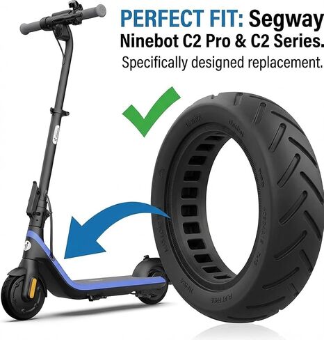 استبدال إطار السكوتر الصلب مقاس 7x1.6 بوصة للسكوتر الكهربائي segway ninebot C2 Pro - متين وسهل التركيب، مناسب تمامًا، إطار أصلي بدون أنابيب لسكوتر Ninebot C2 pro in Kuwait