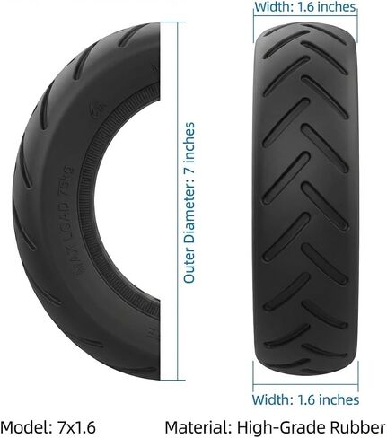استبدال إطار السكوتر الصلب مقاس 7x1.6 بوصة للسكوتر الكهربائي segway ninebot C2 Pro - متين وسهل التركيب، مناسب تمامًا، إطار أصلي بدون أنابيب لسكوتر Ninebot C2 pro in Kuwait