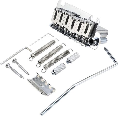10.5mm Electric Guitar Bridge Chrome 6 Point tremolo bridge with Stainless Steel Saddles Block Plate 6 String Guitar Bridge Compatible with Start ST Electric Guitar Replacement Parts in Kuwait