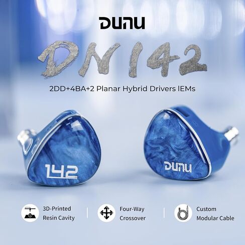 HiFiGo DUNU DN142 in Ear Monitor, 1DD 4BA 2Planar Hybrid IEM, HiFi in-Ear Earphones with Silver-Plated OCC Cable for Musician Audiophile in Saudi Arabia