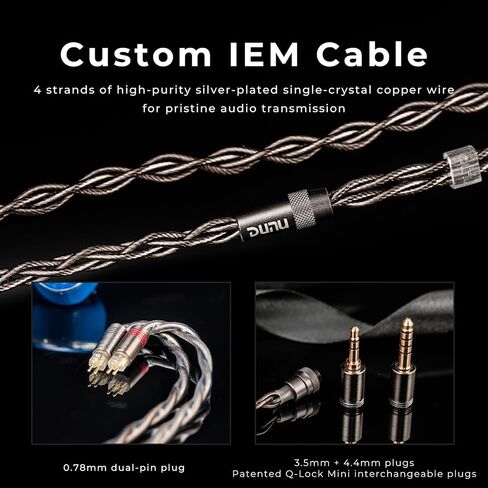 HiFiGo DUNU DN142 in Ear Monitor, 1DD 4BA 2Planar Hybrid IEM, HiFi in-Ear Earphones with Silver-Plated OCC Cable for Musician Audiophile in Saudi Arabia