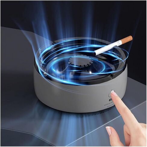 Smokeless Ashtray Air Purifier Ashtrays 2 in 1 Smokeless Ashtrays Smoke Removing Ash Tray Desktop USB Rechargeable Portable Ashtrays for Home Office (Grey) in Kuwait