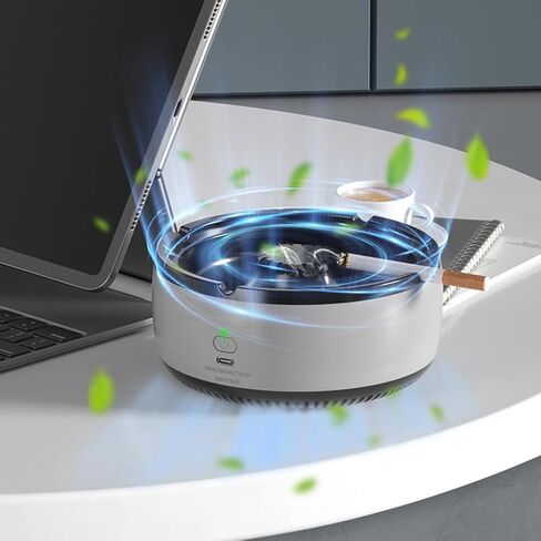 Smokeless Ashtray Air Purifier Ashtrays 2 in 1 Smokeless Ashtrays Smoke Removing Ash Tray Desktop USB Rechargeable Portable Ashtrays for Home Office (Grey) in Kuwait
