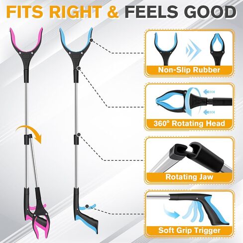 أداة JTIEO Grabber Reacher - مقبض طويل للغاية قابل للطي وأداة الوصول - 4 عبوات من أدوات التقاط عصا الالتقاط شديدة التحمل in Kuwait