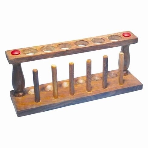 رف أنابيب اختبار من الخشب المصقول، 25 مم، 6 أماكن، مع دبابيس تجفيف، Karter Scientific 81U1 (مفرد) in Kuwait