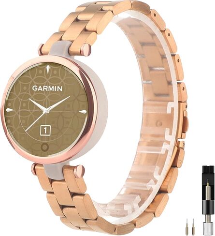 سوار Miimall المعدني متوافق مع Garmin Lily 1/2 Active Bands للنساء، خفيف الوزن، نحيف فاخر من الفولاذ المقاوم للصدأ سوار بديل أنيق قابل للتعديل لـ Lily 1/2/2 Active in Kuwait