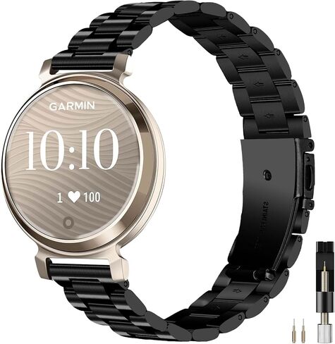 سوار Miimall المعدني متوافق مع Garmin Lily 1/2 Active Bands للنساء، خفيف الوزن، نحيف فاخر من الفولاذ المقاوم للصدأ سوار بديل أنيق قابل للتعديل لـ Lily 1/2/2 Active in Kuwait