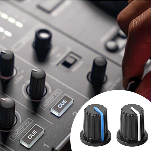 20 قطعة مقابض التحكم في مقياس الجهد 6 مم D مقبض دوار للجيتار الكهربائي جهاز مزج الصوت باس DJ وحدة تحكم استبدال ABS أسود أبيض أزرق in Kuwait