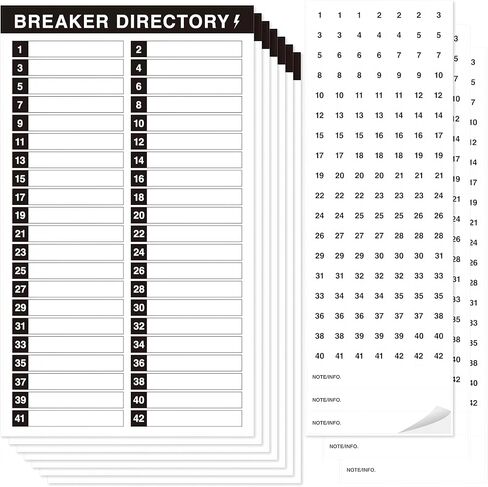 10 Sheets Breaker Panel Labels Electrical Box Sticker Numbers Breaker Panel Labels Electrical Sticker Number Catalog Load Center Adhesive Waterproof Reusable（Colorful） in Kuwait