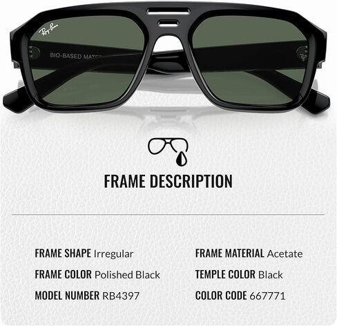 RAY-BAN RB4397 Corrigan Bio Square-Round Roundsistes Grasshes مع حزمة مجموعة النظارات الرسمية in Kuwait