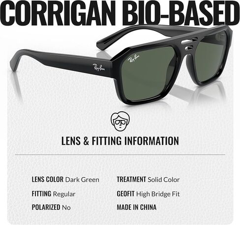 RAY-BAN RB4397 Corrigan Bio Square-Round Roundsistes Grasshes مع حزمة مجموعة النظارات الرسمية in Kuwait