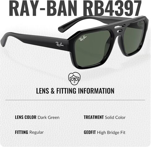 RAY-BAN RB4397 Corrigan Bio Square-Round Roundsistes Grasshes مع حزمة مجموعة النظارات الرسمية in Kuwait