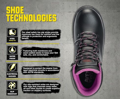 AVENGER Builder Women's Steel Toe Electrical Hazard Waterproof Leather Work Boot, Black, Size 7.5(M) in Kuwait