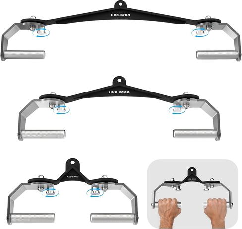 HXD-ERGO 360° Rotating LAT Pull Down Bar Set, LAT Pulldown Attachments with 16 Lockable Angles, 3 Grip Widths Cable Machine Attachment for Full Body Workout, Home Gym Equipment in Kuwait
