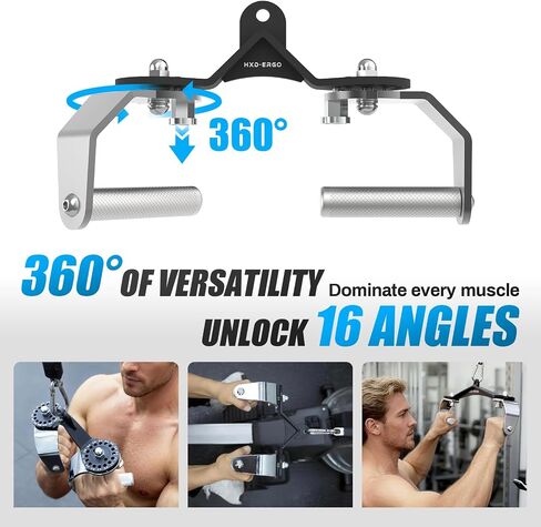 HXD-ERGO 360° Rotating LAT Pull Down Bar Set, LAT Pulldown Attachments with 16 Lockable Angles, 3 Grip Widths Cable Machine Attachment for Full Body Workout, Home Gym Equipment in Kuwait