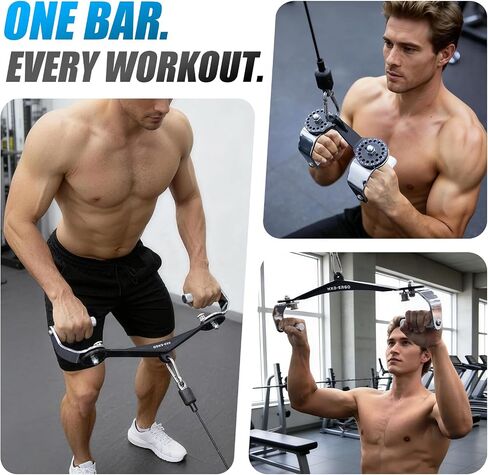 HXD-ERGO 360° Rotating LAT Pull Down Bar Set, LAT Pulldown Attachments with 16 Lockable Angles, 3 Grip Widths Cable Machine Attachment for Full Body Workout, Home Gym Equipment in Kuwait